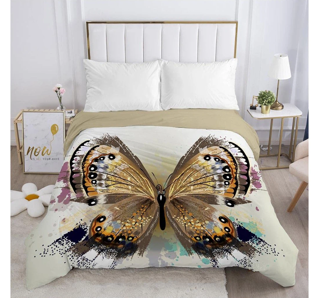 Personalized Bedding Set - Butterfly White Full, Teens Included 1 Ultra Soft Duvet Cover or Quilt and 2 Lightweight Breathe Pillowcases
