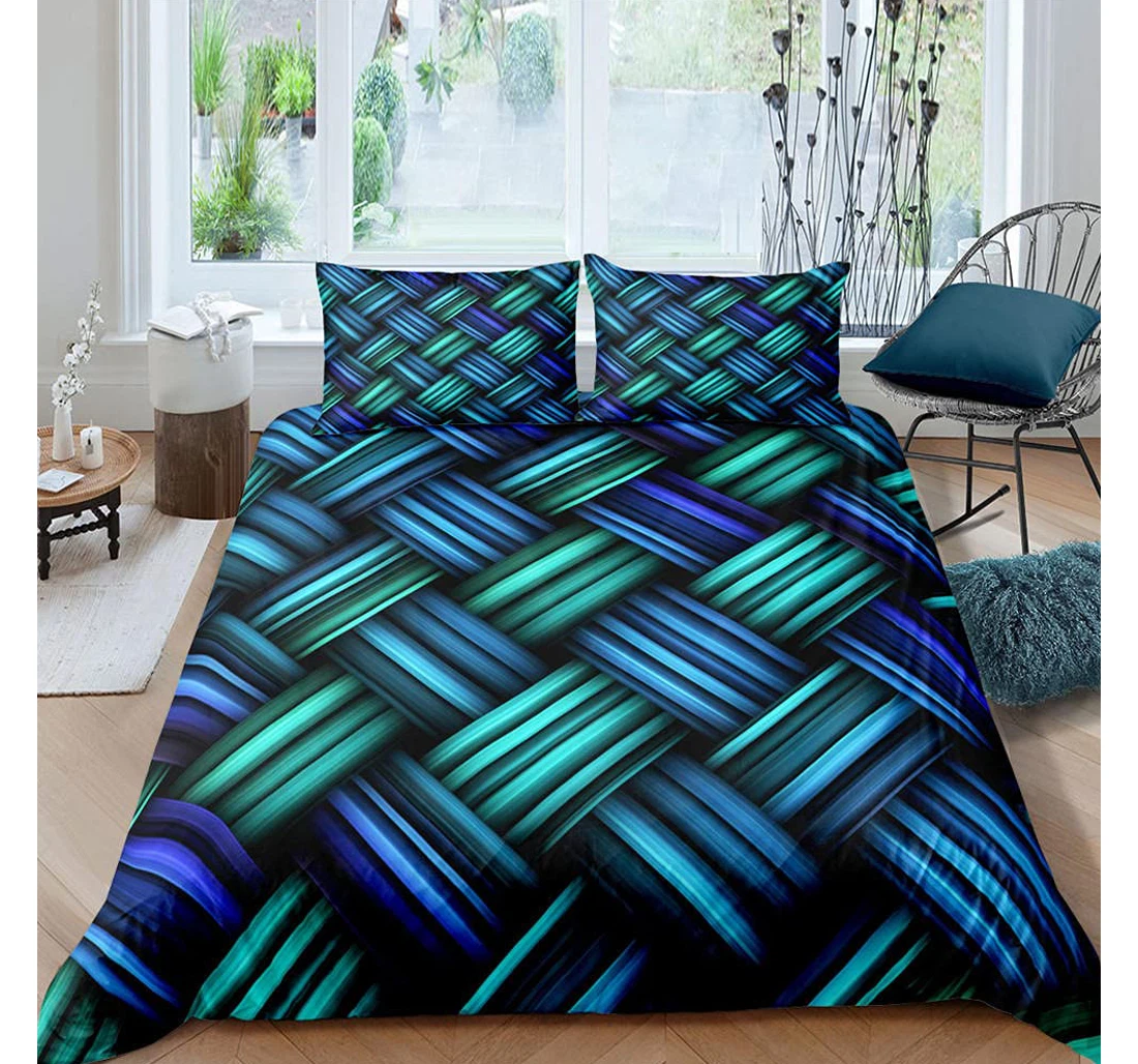 Personalized Bedding Set - Blue Stitching Teen, Ties Included 1 Ultra Soft Duvet Cover or Quilt and 2 Lightweight Breathe Pillowcases
