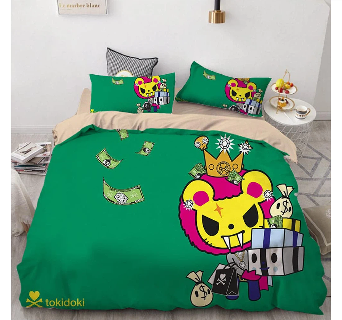 Personalized Bedding Set - Green Little Tiger Included 1 Ultra Soft Duvet Cover or Quilt and 2 Lightweight Breathe Pillowcases