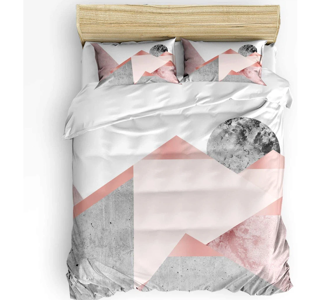 Personalized Bedding Set - Marble Cement Wall Cozy Abstract Geometry Included 1 Ultra Soft Duvet Cover or Quilt and 2 Lightweight Breathe Pillowcases