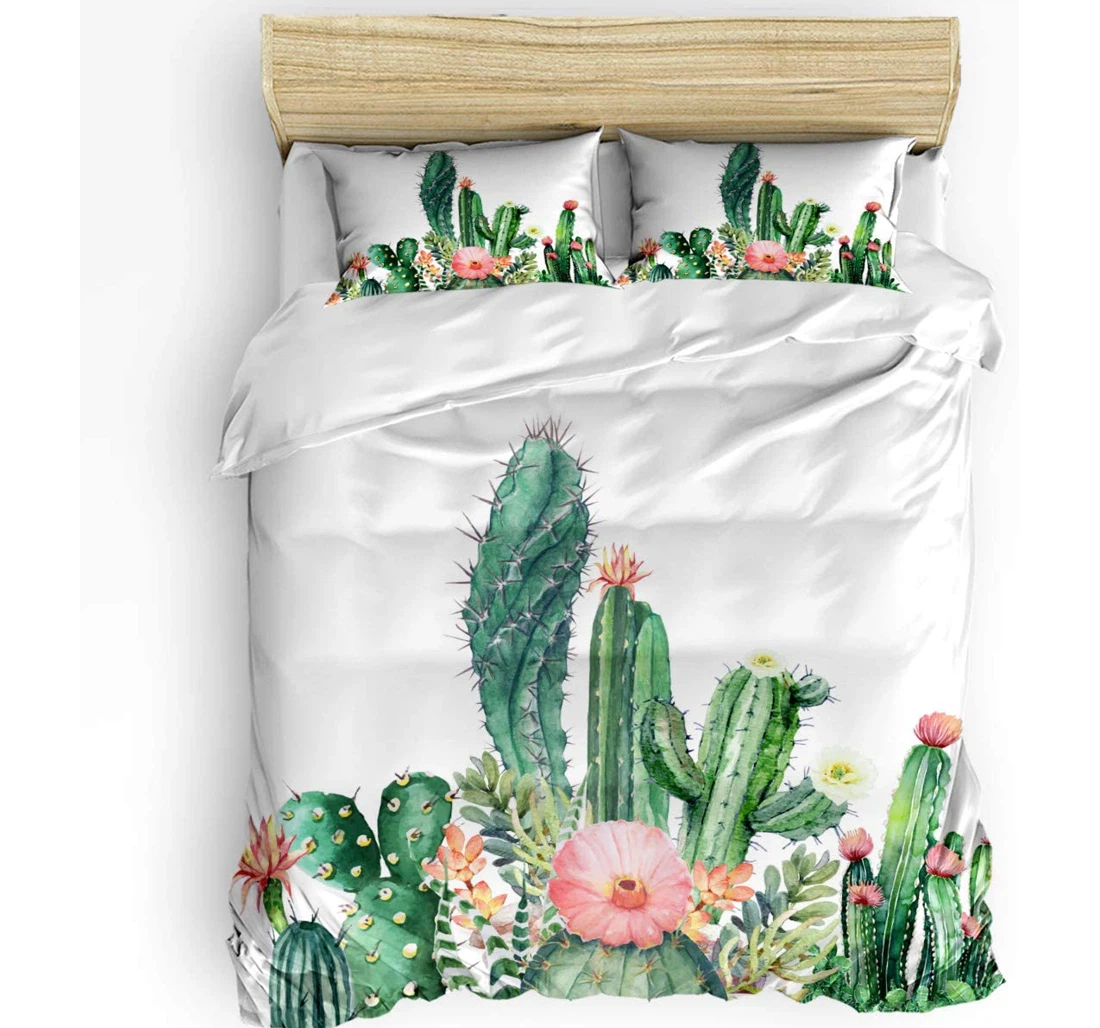 Personalized Bedding Set - Tropical Plant Of Cactus Cozy Included 1 Ultra Soft Duvet Cover or Quilt and 2 Lightweight Breathe Pillowcases