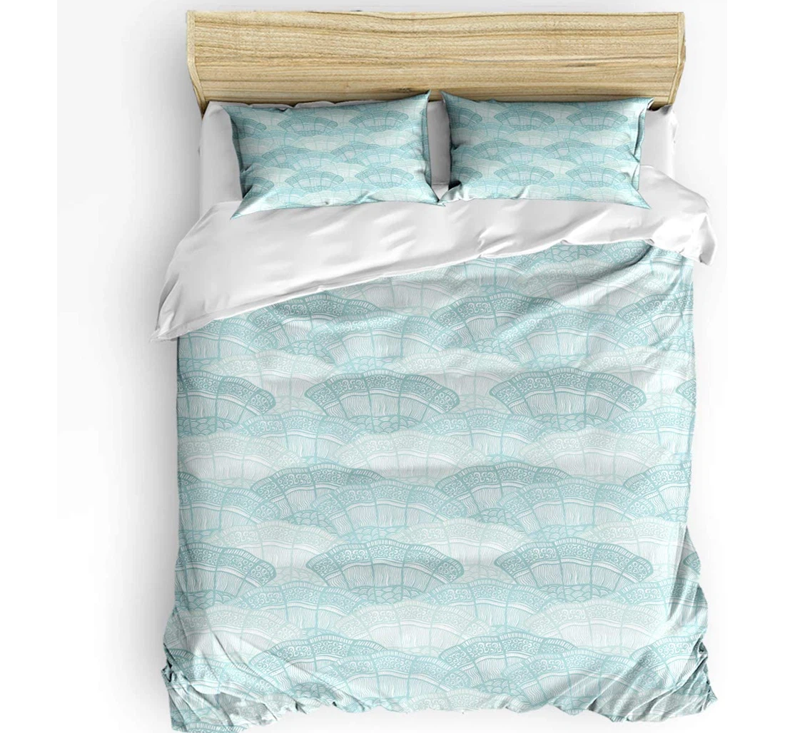 Personalized Bedding Set - Abstract Water Ripple Blue Included 1 Ultra Soft Duvet Cover or Quilt and 2 Lightweight Breathe Pillowcases
