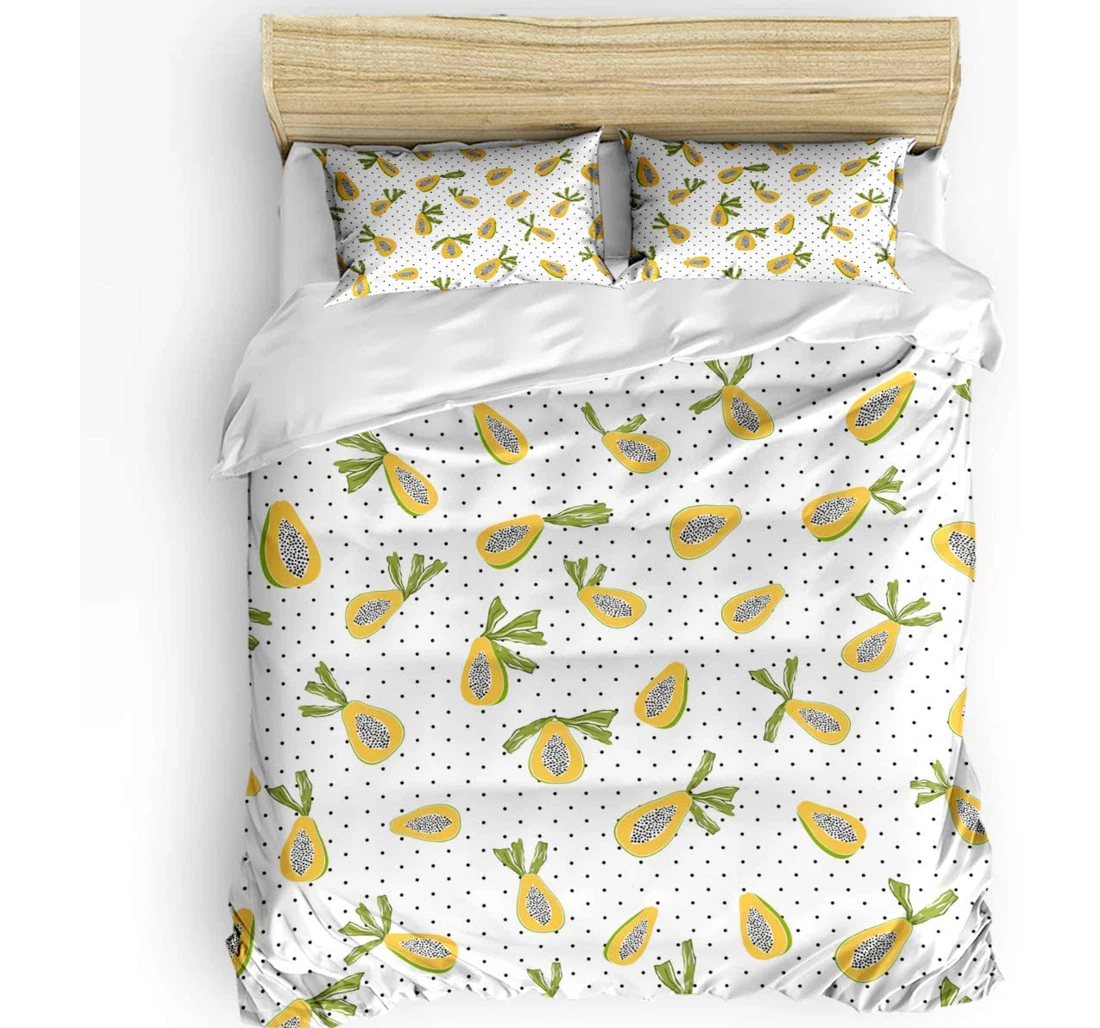 Personalized Bedding Set - Fruit Papayatexture Hand-painted Art Polka Dot Included 1 Ultra Soft Duvet Cover or Quilt and 2 Lightweight Breathe Pillowcases