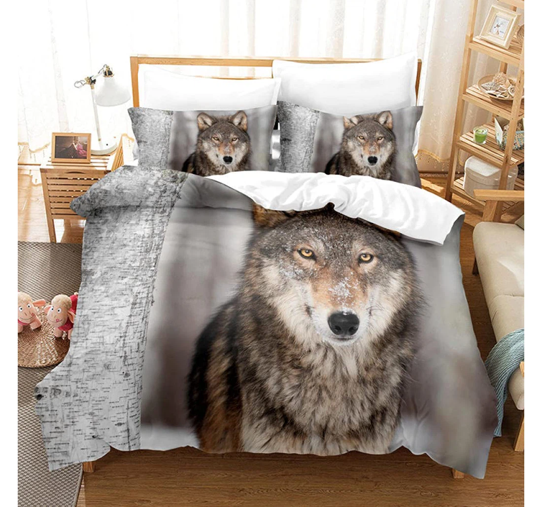 Personalized Bedding Set - Animal Wolf Included 1 Ultra Soft Duvet Cover or Quilt and 2 Lightweight Breathe Pillowcases