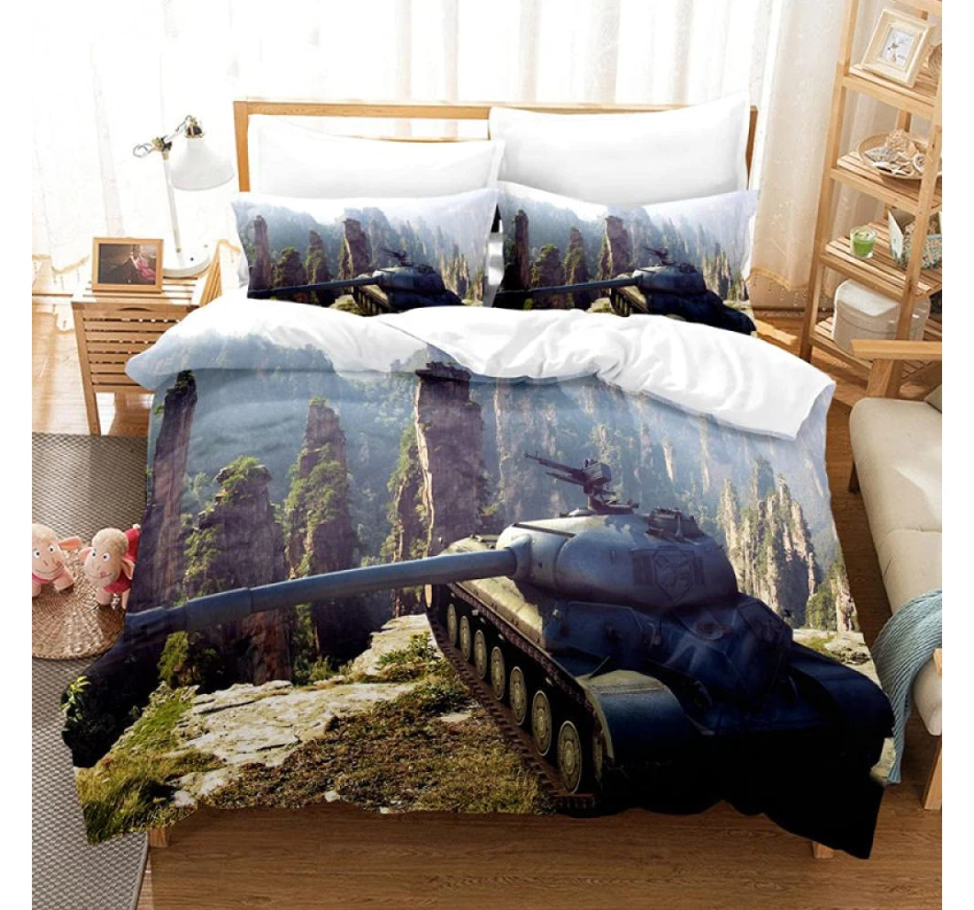 Personalized Bedding Set - Tank Included 1 Ultra Soft Duvet Cover or Quilt and 2 Lightweight Breathe Pillowcases