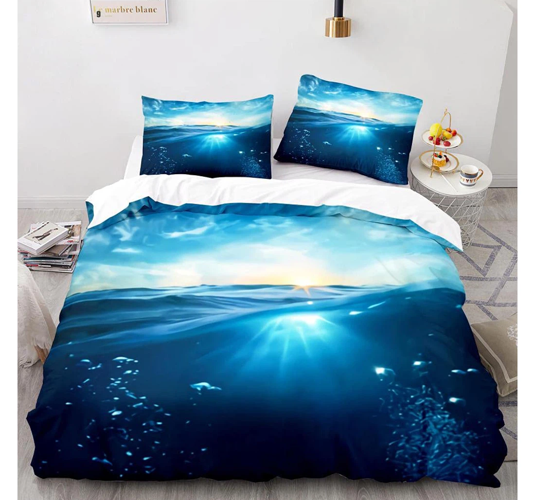 Personalized Bedding Set - Blue Water Included 1 Ultra Soft Duvet Cover or Quilt and 2 Lightweight Breathe Pillowcases