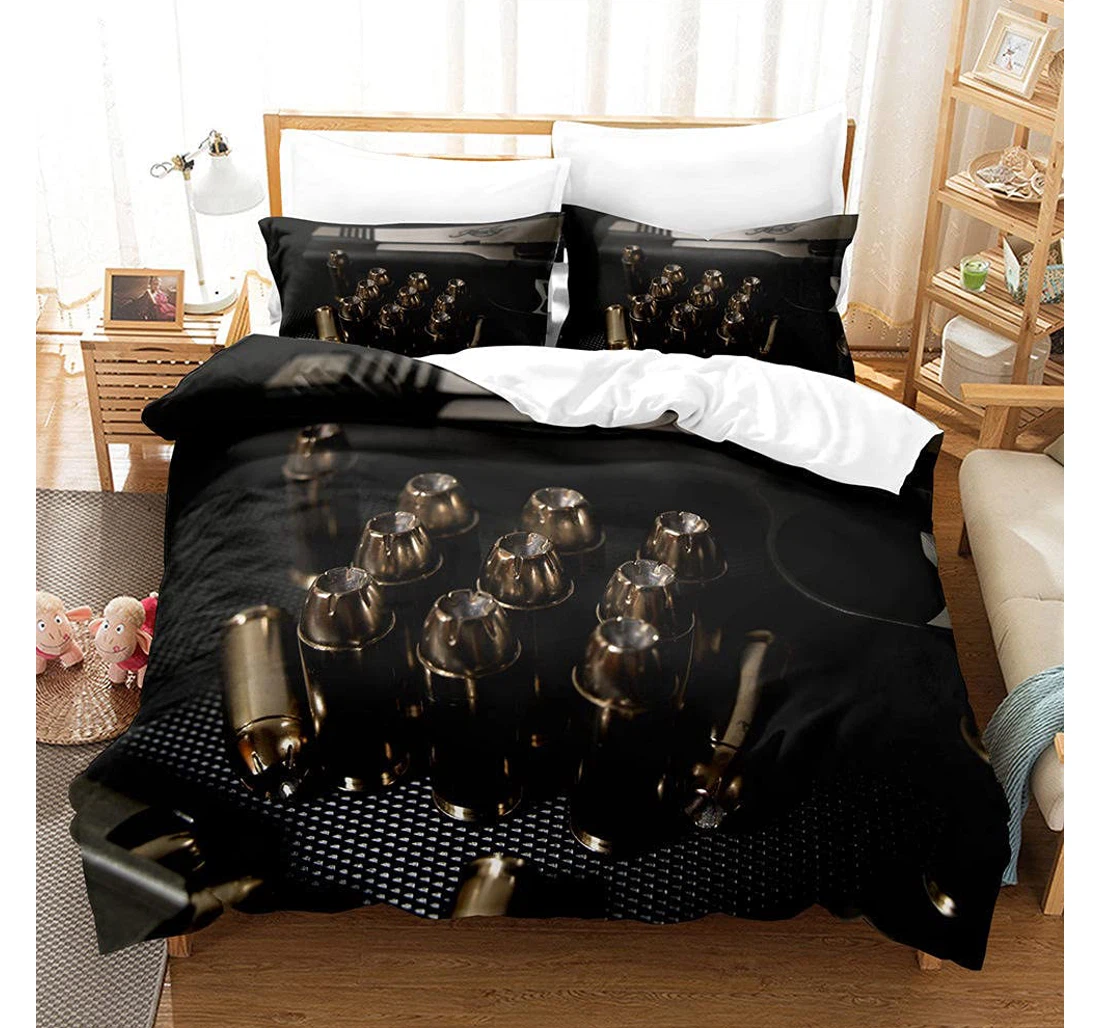 Personalized Bedding Set - Bullet Pattern Full, Teens Included 1 Ultra Soft Duvet Cover or Quilt and 2 Lightweight Breathe Pillowcases