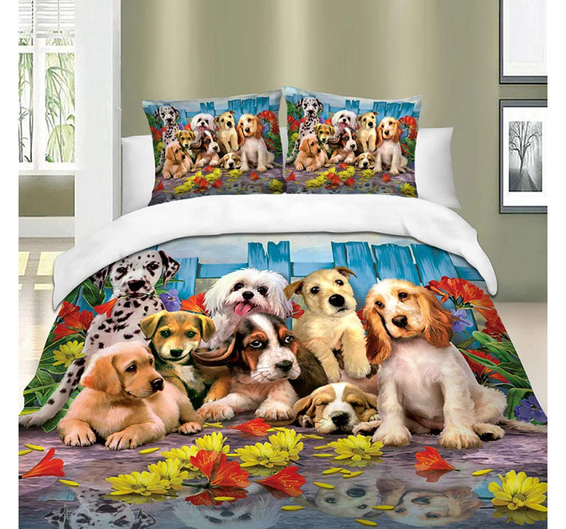 Personalized Bedding Set - Dog Pattern Included 1 Ultra Soft Duvet Cover or Quilt and 2 Lightweight Breathe Pillowcases
