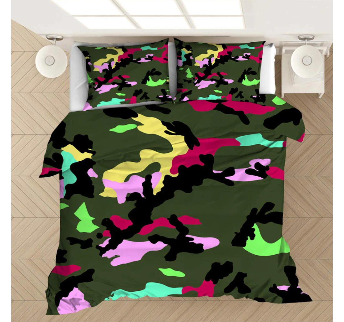 Personalized Bedding Set - Color Camouflage Included 1 Ultra Soft Duvet Cover or Quilt and 2 Lightweight Breathe Pillowcases