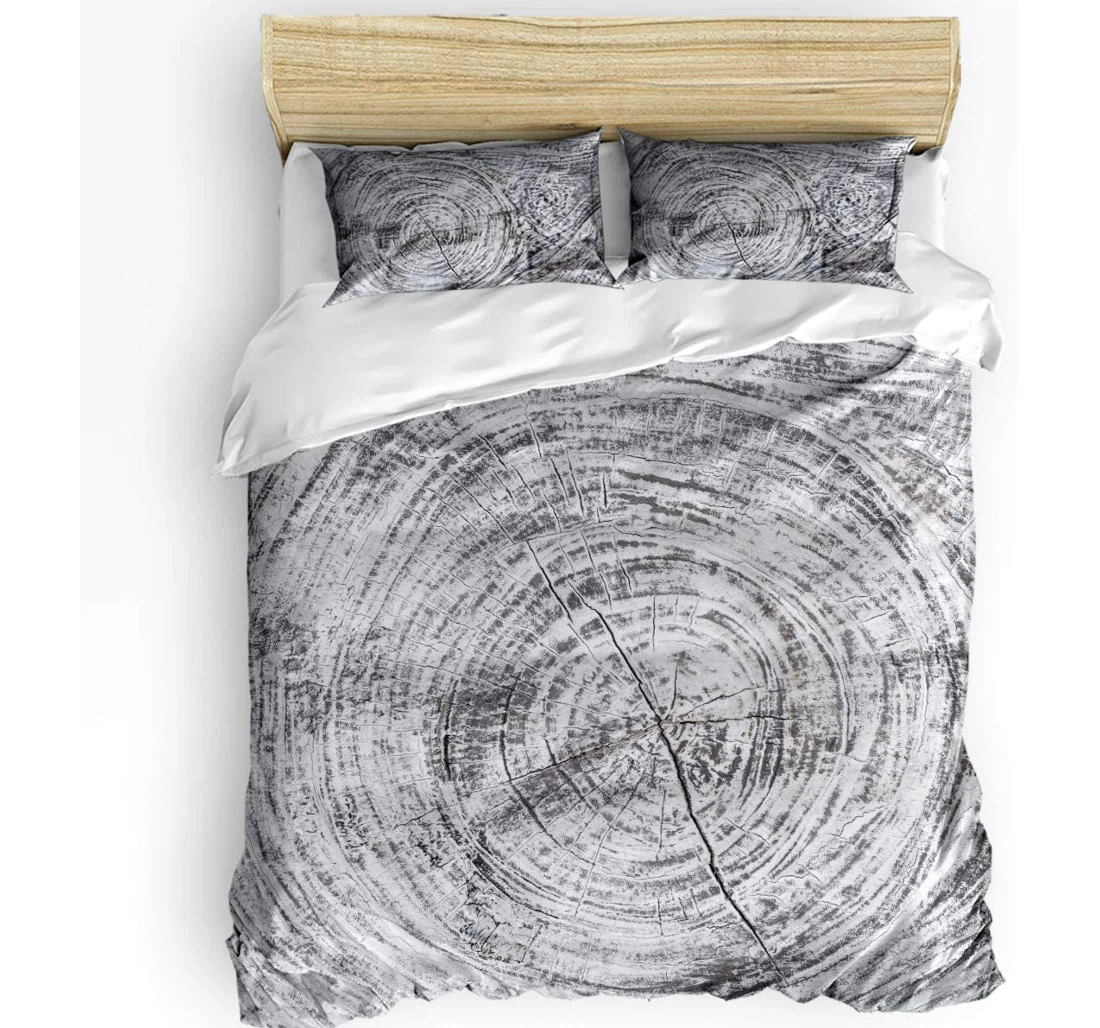 Personalized Bedding Set - Gray Crack Wooden Board Cozy Included 1 Ultra Soft Duvet Cover or Quilt and 2 Lightweight Breathe Pillowcases