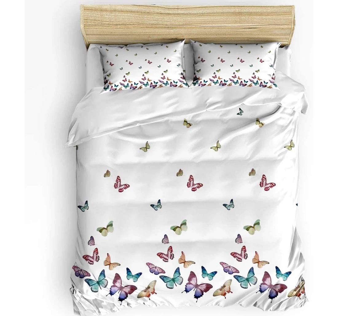 Personalized Bedding Set - Colorful Butterfly Pattern Cozy Included 1 Ultra Soft Duvet Cover or Quilt and 2 Lightweight Breathe Pillowcases