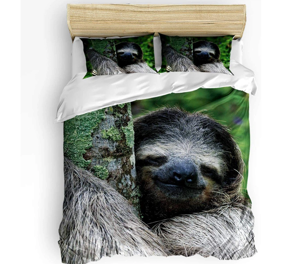 Bedding Set - Sloth Hang From Tree Cozy Included 1 Ultra Soft Duvet Cover or Quilt and 2 Lightweight Breathe Pillowcases