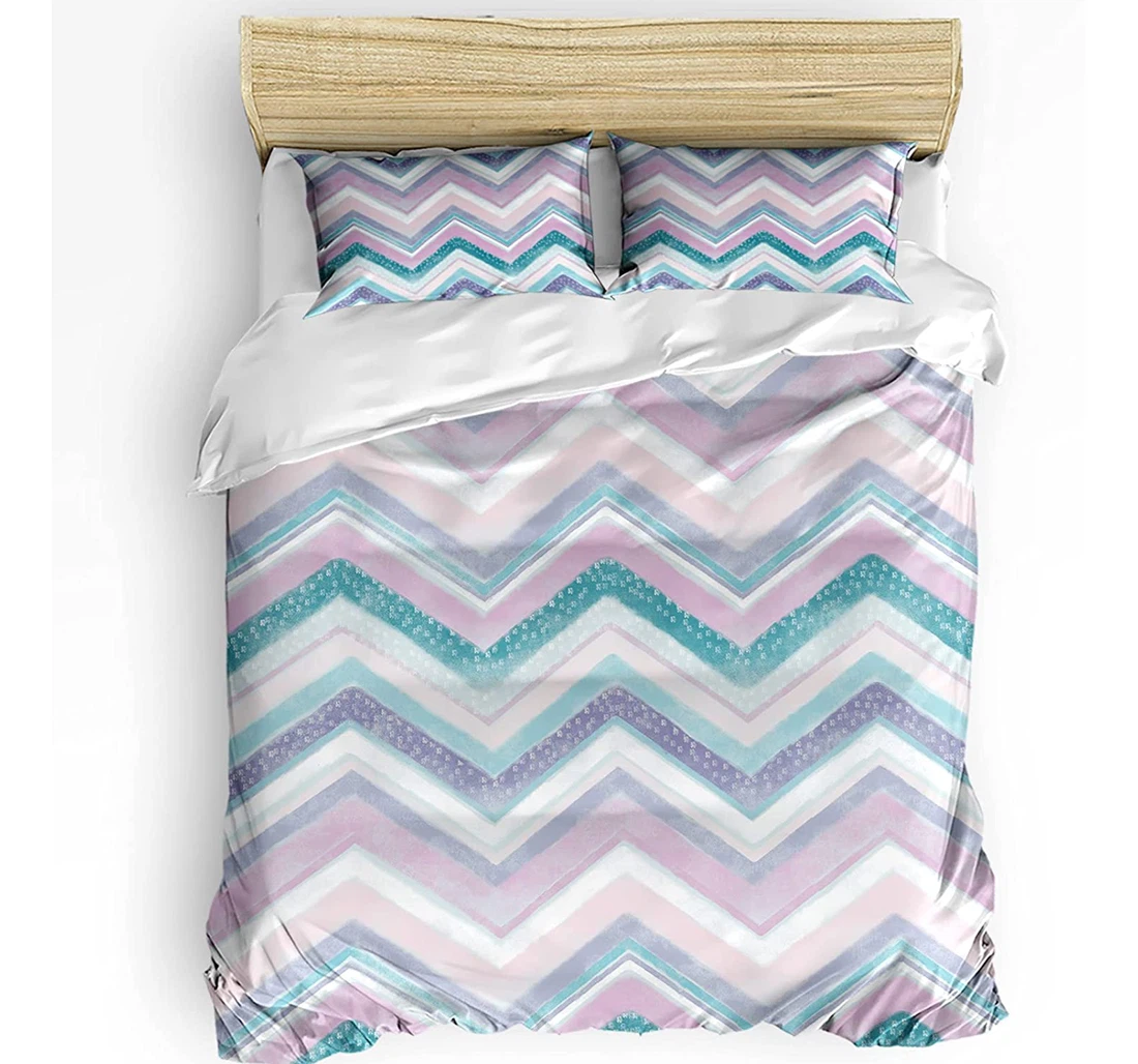 Personalized Bedding Set - Ombre Pink Ripple Stripes Northern Europe Style Included 1 Ultra Soft Duvet Cover or Quilt and 2 Lightweight Breathe Pillowcases