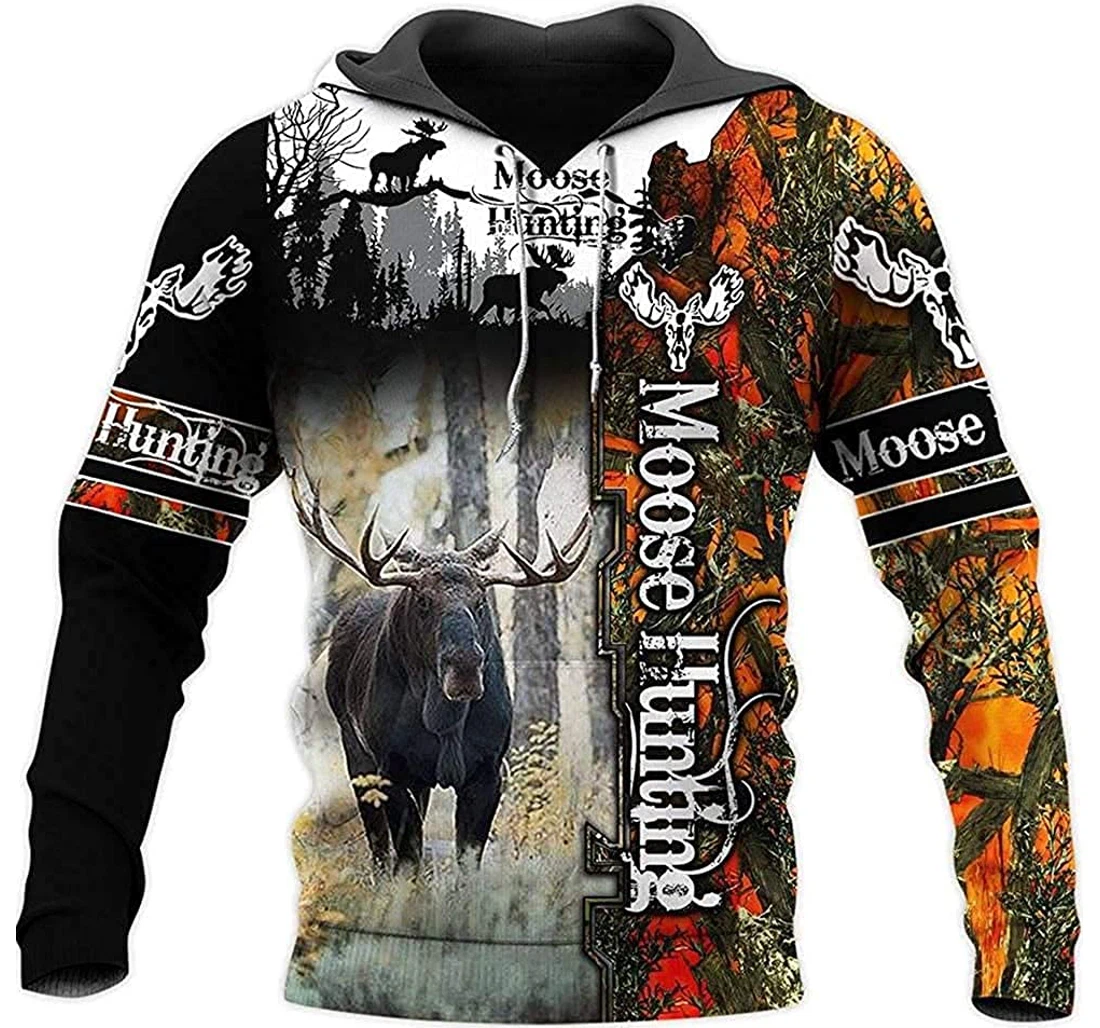 Love Moose Hunting - 3D Printed Pullover Hoodie