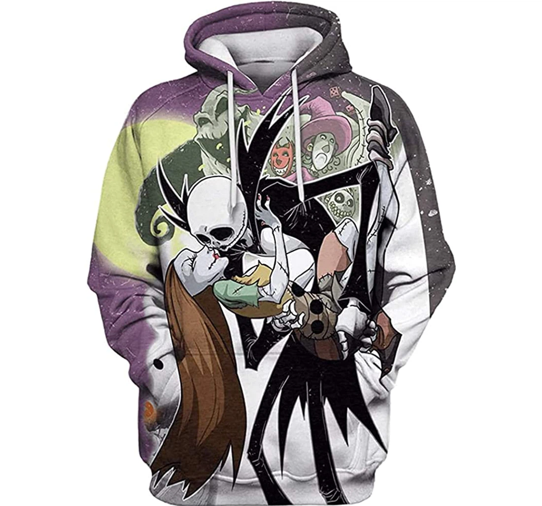 Nightmare Before Christmas Couple Skull - 3D Printed Pullover Hoodie