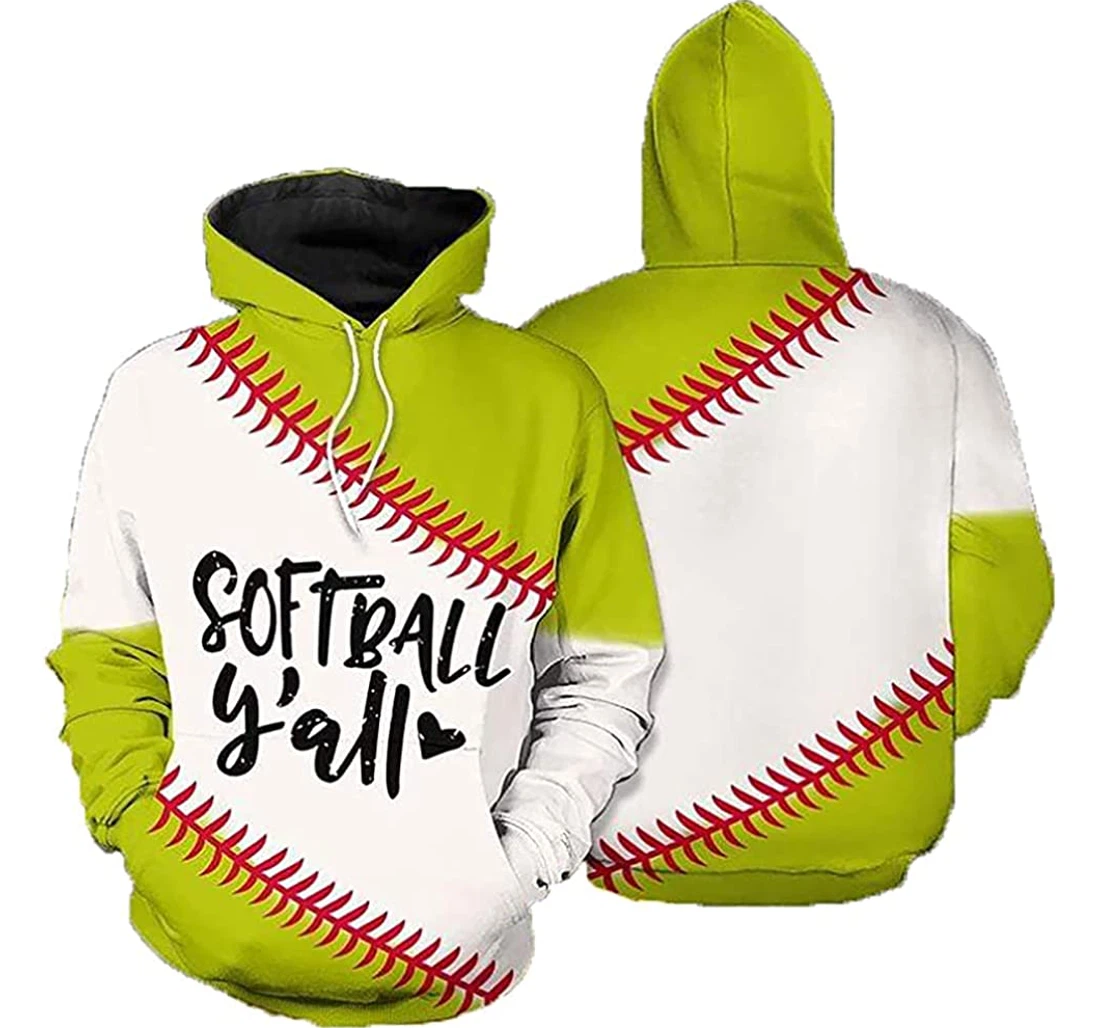 Softball Yall - 3D Printed Pullover Hoodie