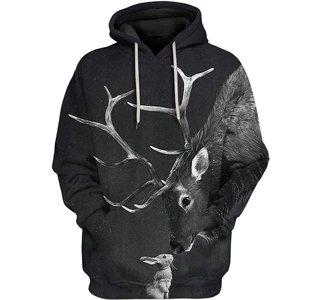 Deer With Rabbit Shirts - 3D Printed Pullover Hoodie