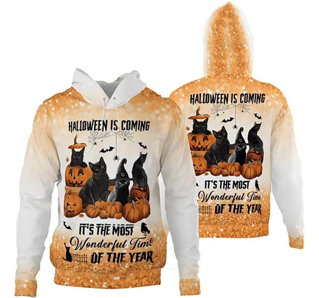 Halloween Cat Halloween Is Coming It's The Most Wonderful Time Of The Year - 3D Printed Pullover Hoodie