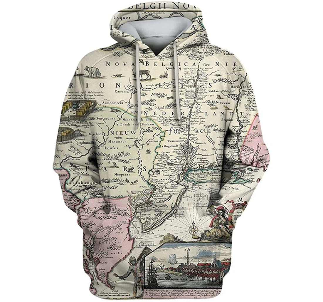 Vintage Map Shirts - 3D Printed Pullover Hoodie