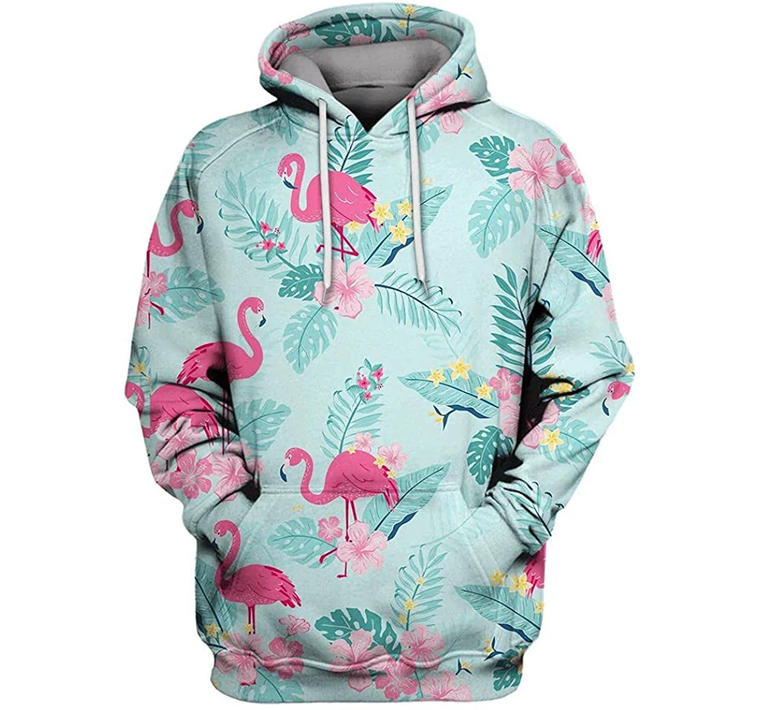 Flamingo With Flowers Shirts - 3D Printed Pullover Hoodie