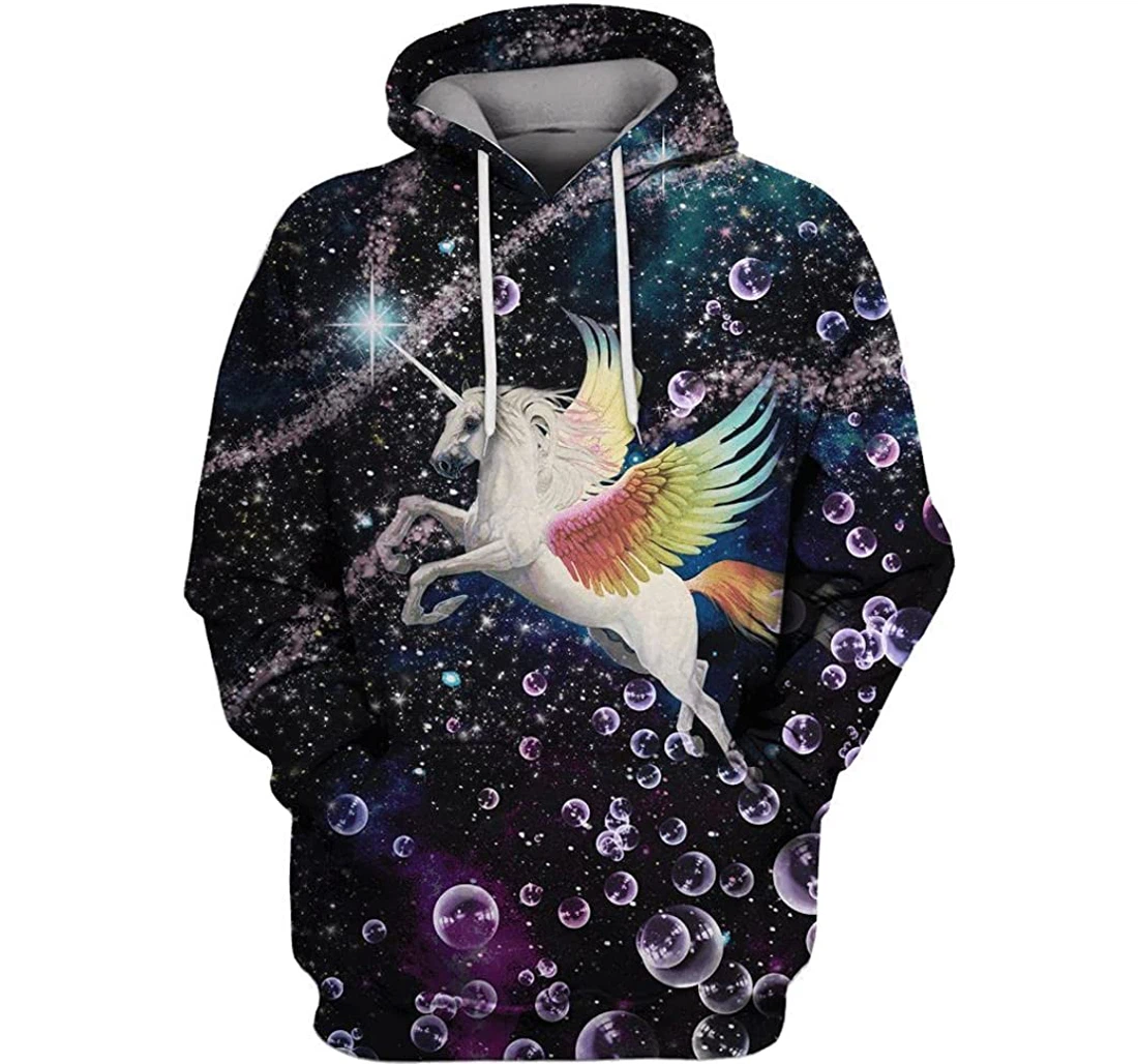 Unicorn Flying Into Galaxy Shirts - 3D Printed Pullover Hoodie