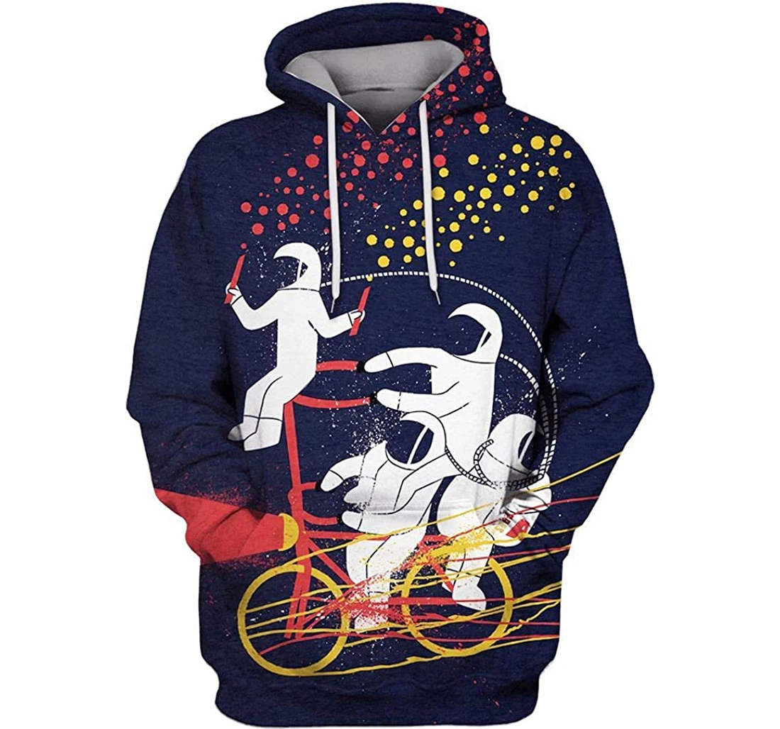 Astronauts Are Riding Bicycle Shirts - 3D Printed Pullover Hoodie