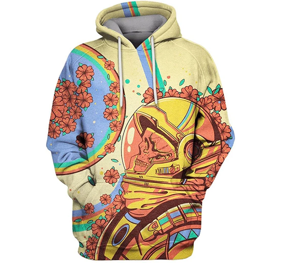 Astronaut In Flower Background Shirts - 3D Printed Pullover Hoodie