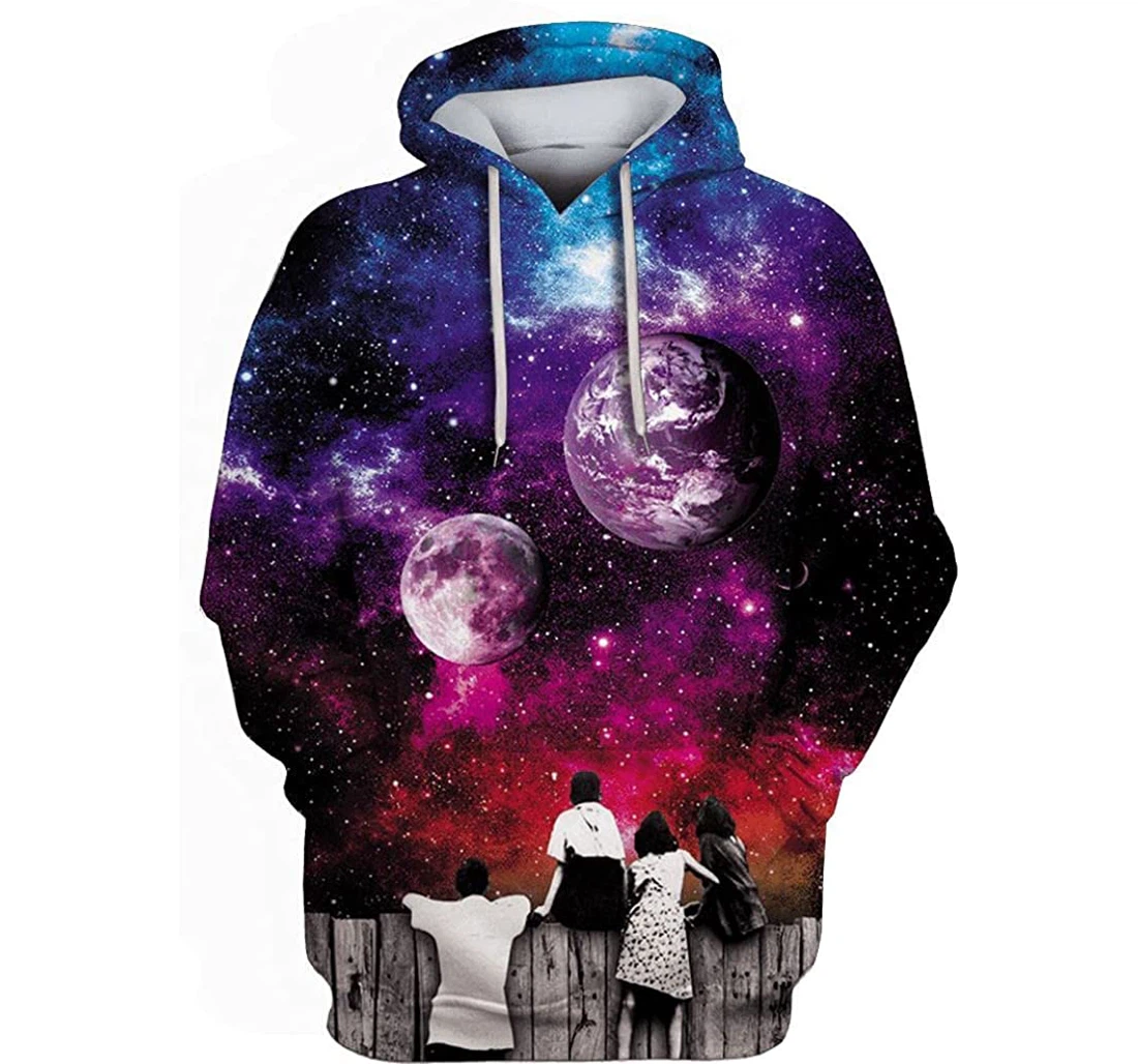 Humans Observing Galaxy Shirts - 3D Printed Pullover Hoodie