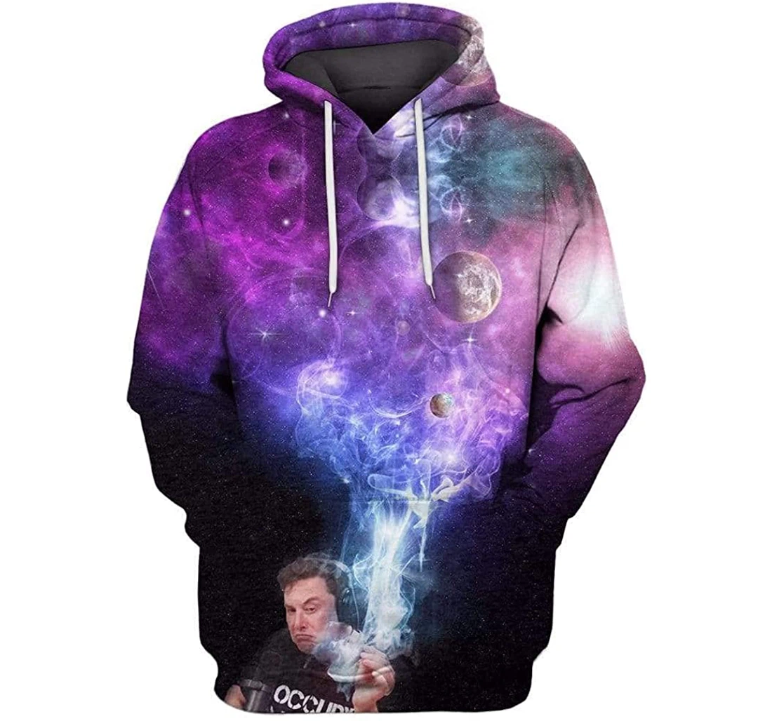 Elon Musk Smoking Out Space Shirts - 3D Printed Pullover Hoodie