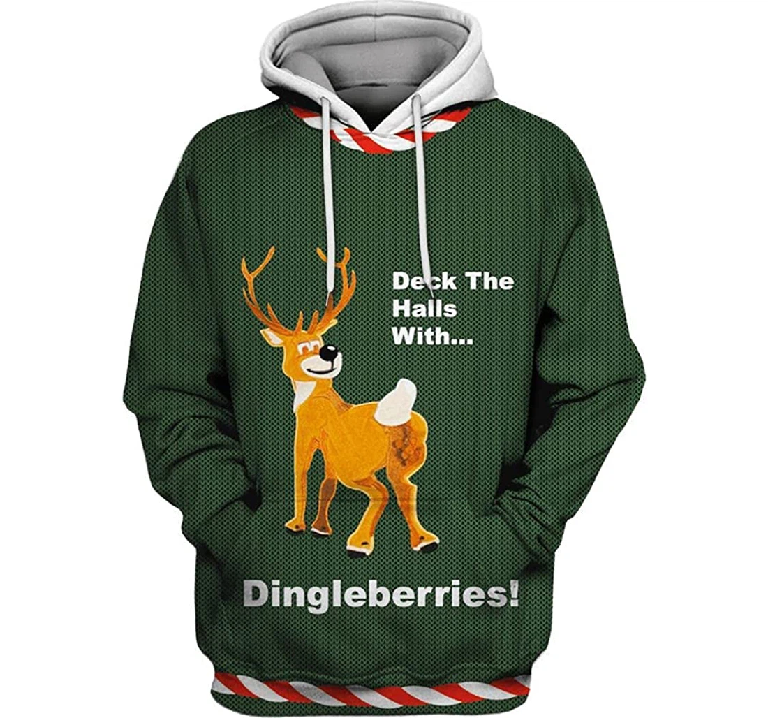 Deck The Halls With Dingleberries Shirts - 3D Printed Pullover Hoodie