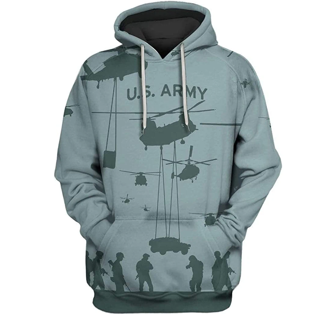 U.s. Army Helicopters Airborne Dropoff Shirts - 3D Printed Pullover Hoodie