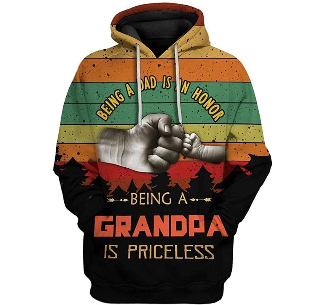 Hand Being A Grandpa Is Priceless Shirts - 3D Printed Pullover Hoodie