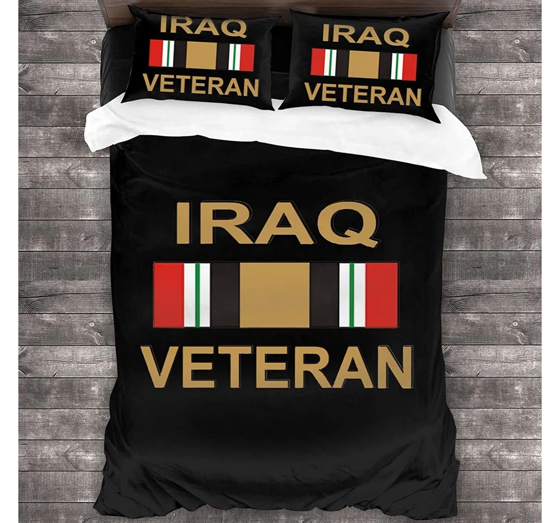 Personalized Bedding Set - Iraq Veteran Ribbon Included 1 Ultra Soft Duvet Cover or Quilt and 2 Lightweight Breathe Pillowcases