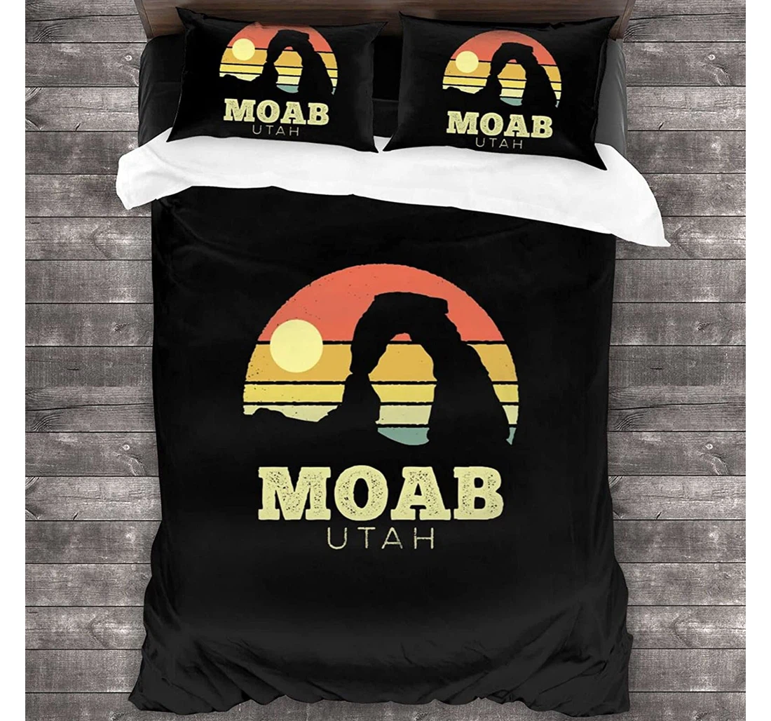 Personalized Bedding Set - Moab Utah Vintage Sunset Included 1 Ultra Soft Duvet Cover or Quilt and 2 Lightweight Breathe Pillowcases