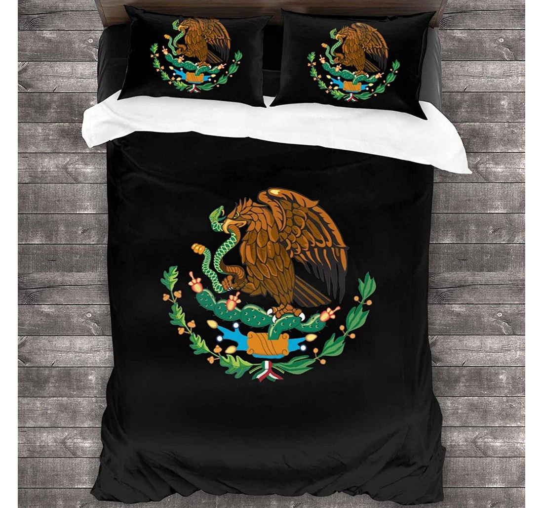 Personalized Bedding Set - Mexico Flag Logo Included 1 Ultra Soft Duvet Cover or Quilt and 2 Lightweight Breathe Pillowcases