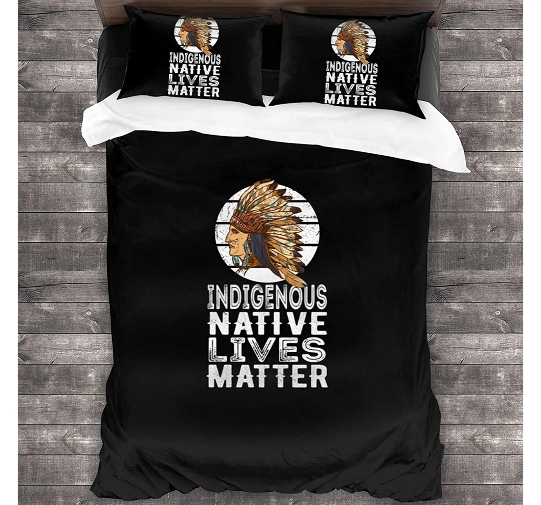 Personalized Bedding Set - Indigenous Native Lives Matter Included 1 Ultra Soft Duvet Cover or Quilt and 2 Lightweight Breathe Pillowcases