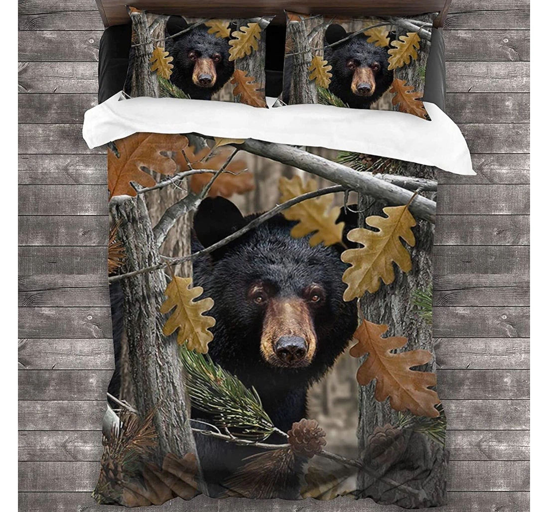 Personalized Bedding Set - Camouflage Camo Bear Included 1 Ultra Soft Duvet Cover or Quilt and 2 Lightweight Breathe Pillowcases