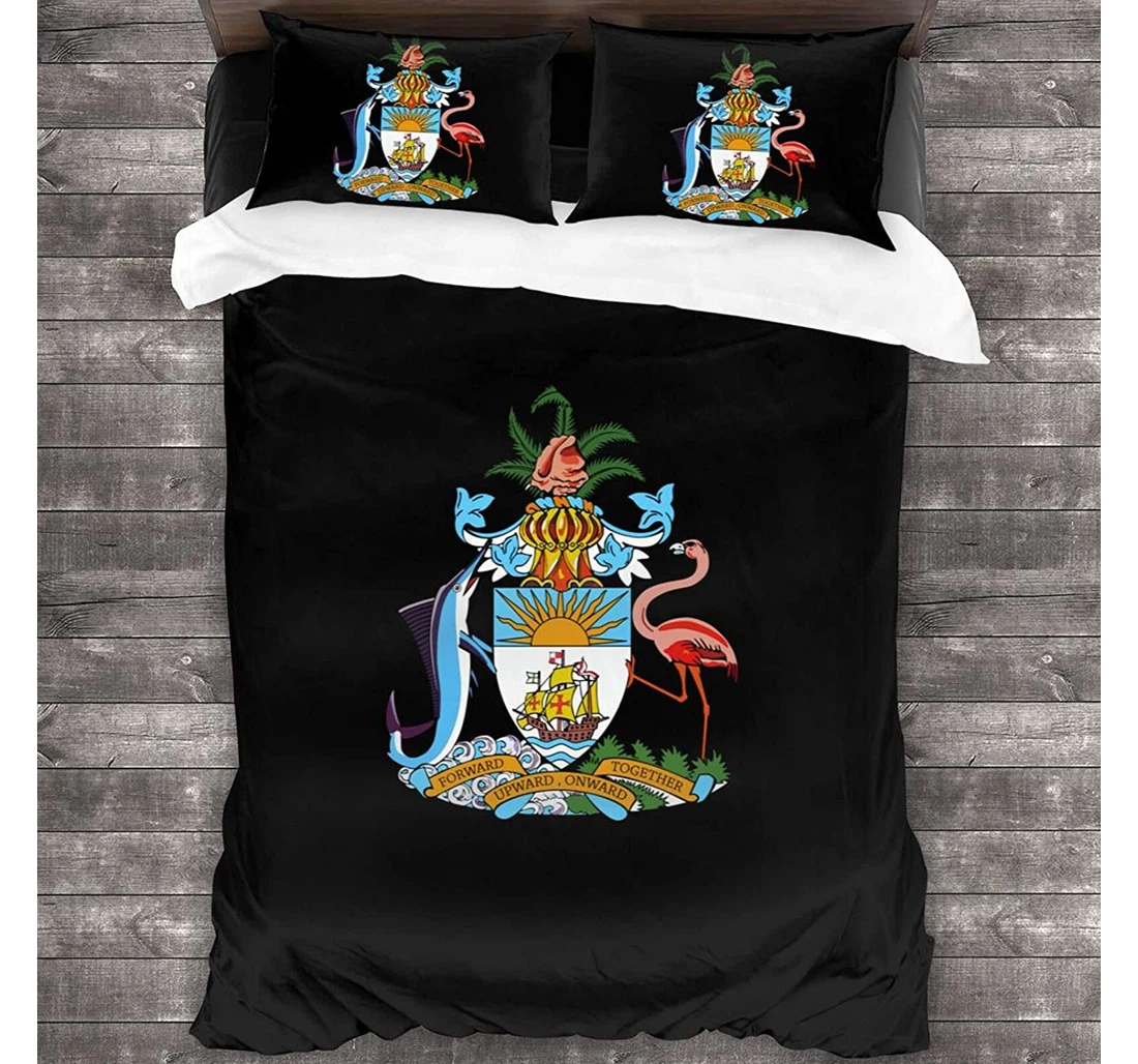Personalized Bedding Set - Bahamas-coat-of-arms-onward- Included 1 Ultra Soft Duvet Cover or Quilt and 2 Lightweight Breathe Pillowcases
