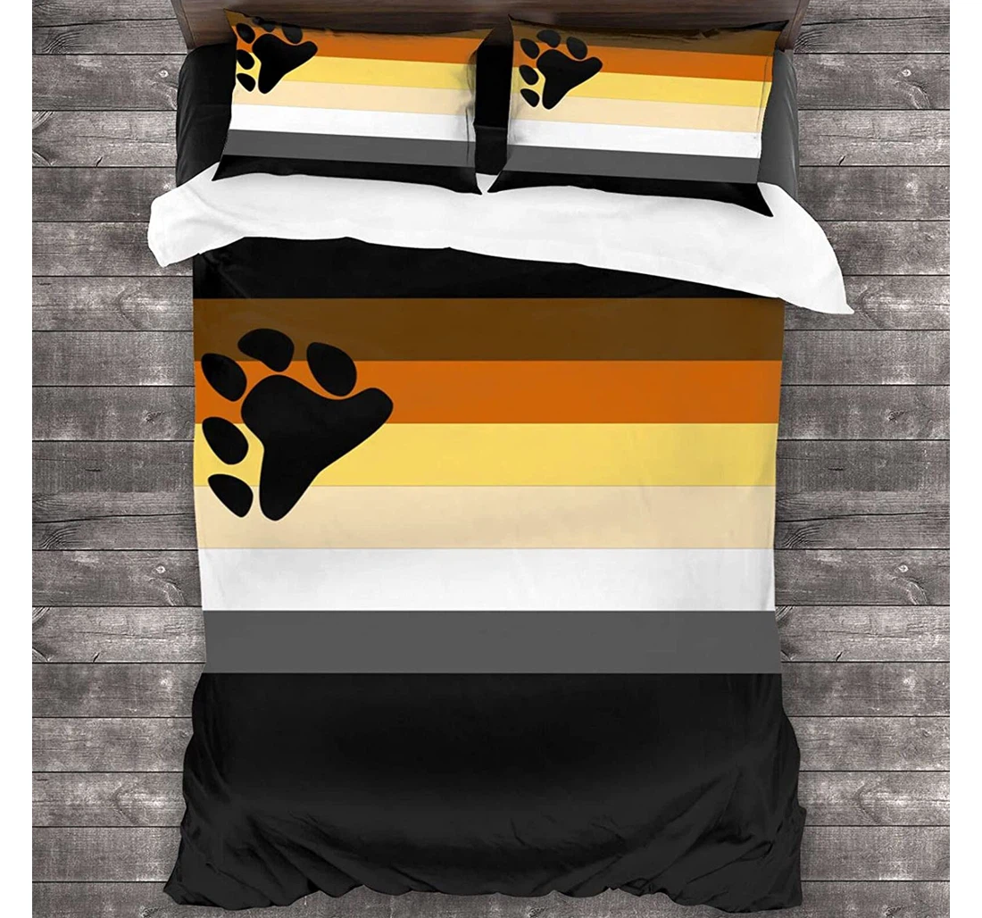 Personalized Bedding Set - Gay Bear Pride Flag Included 1 Ultra Soft Duvet Cover or Quilt and 2 Lightweight Breathe Pillowcases