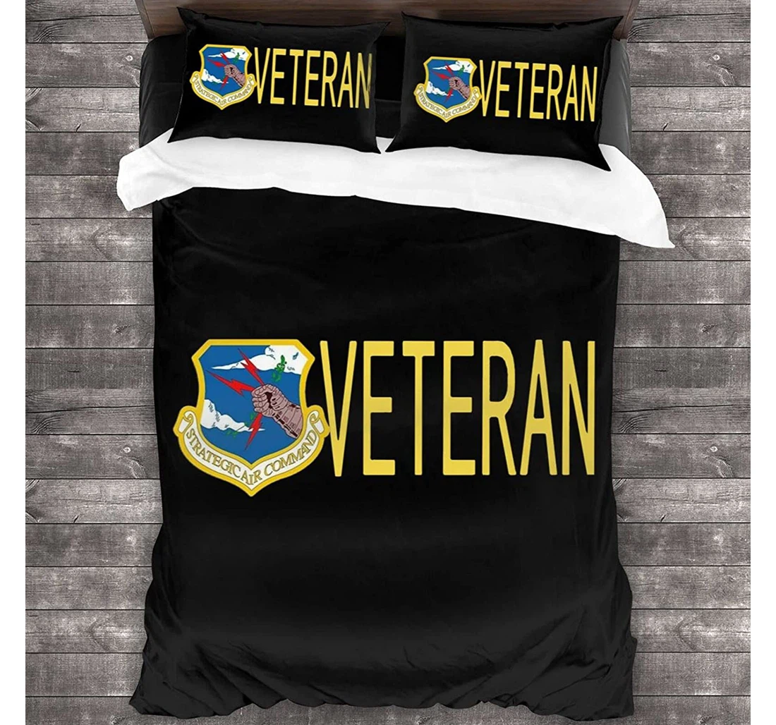 Personalized Bedding Set - Strategic Air Command Veteran Included 1 Ultra Soft Duvet Cover or Quilt and 2 Lightweight Breathe Pillowcases