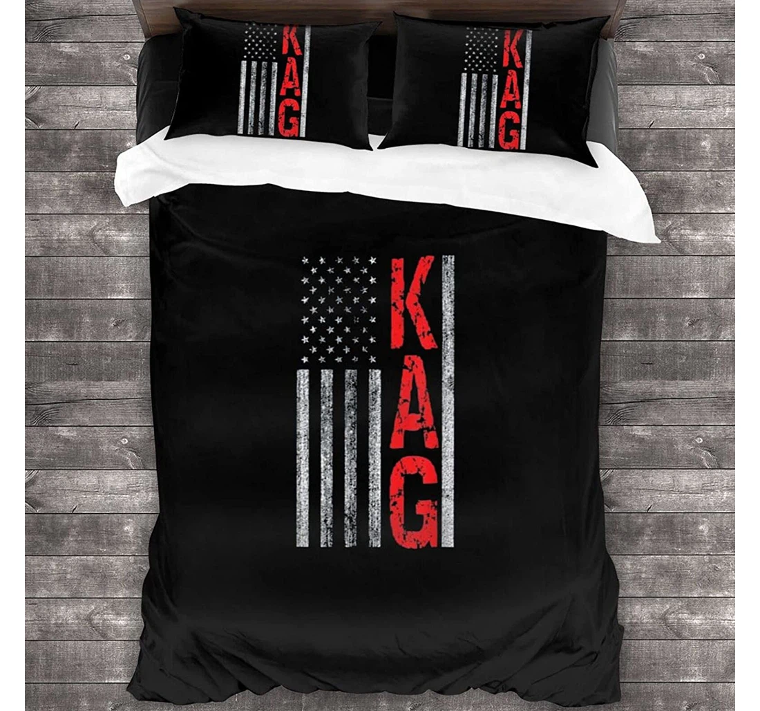 Personalized Bedding Set - Kag American Flag Included 1 Ultra Soft Duvet Cover or Quilt and 2 Lightweight Breathe Pillowcases