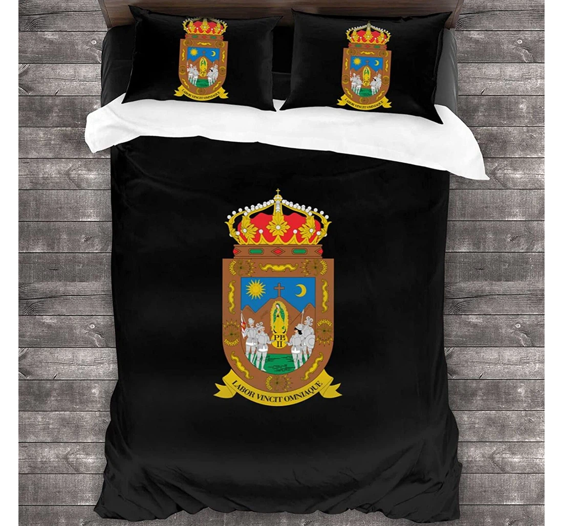 Personalized Bedding Set - Coat Of Arms Of Zacatecas Included 1 Ultra Soft Duvet Cover or Quilt and 2 Lightweight Breathe Pillowcases
