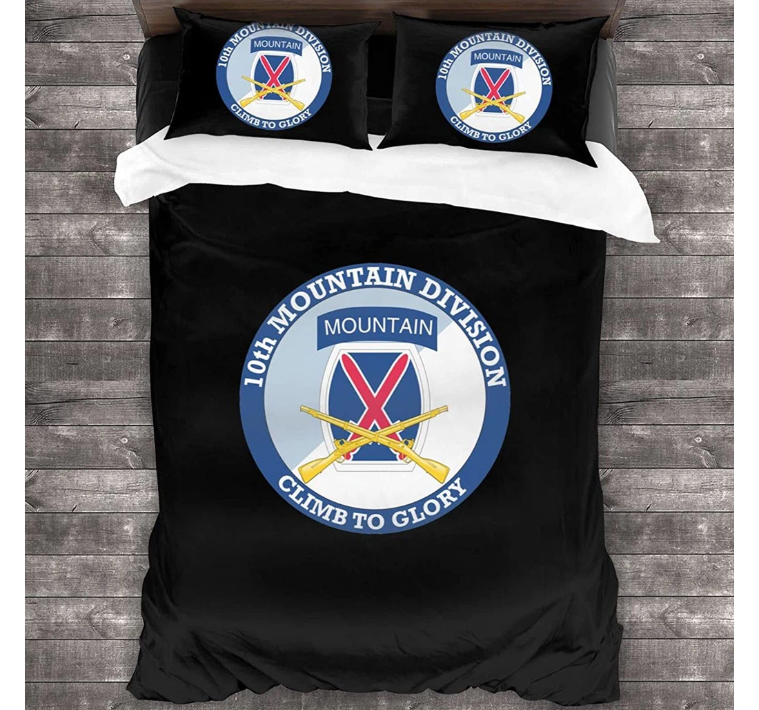 Personalized Bedding Set - United States Veteran Army 10th Mountain Division Included 1 Ultra Soft Duvet Cover or Quilt and 2 Lightweight Breathe Pillowcases
