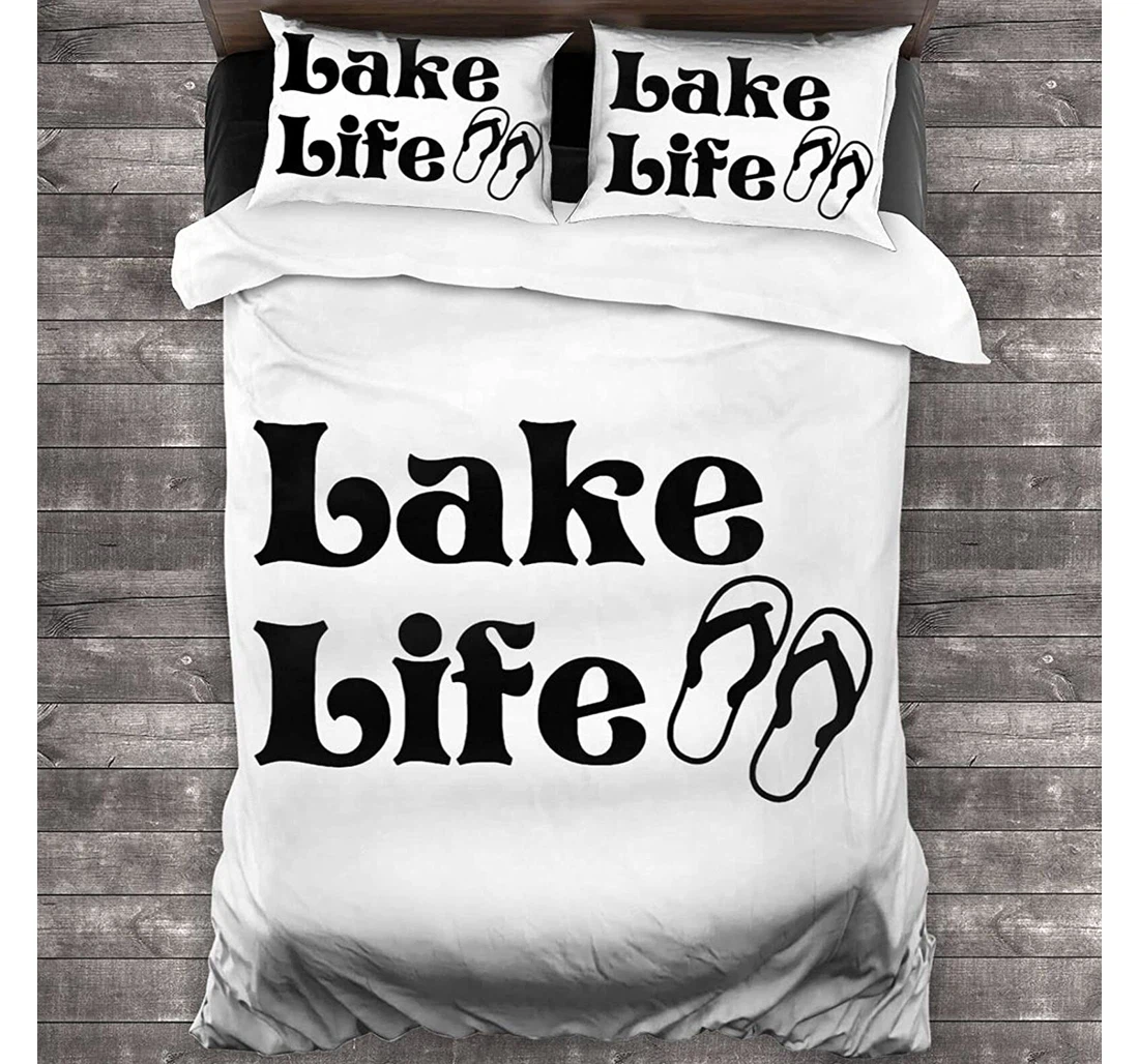 Personalized Bedding Set - Lake Life Included 1 Ultra Soft Duvet Cover or Quilt and 2 Lightweight Breathe Pillowcases