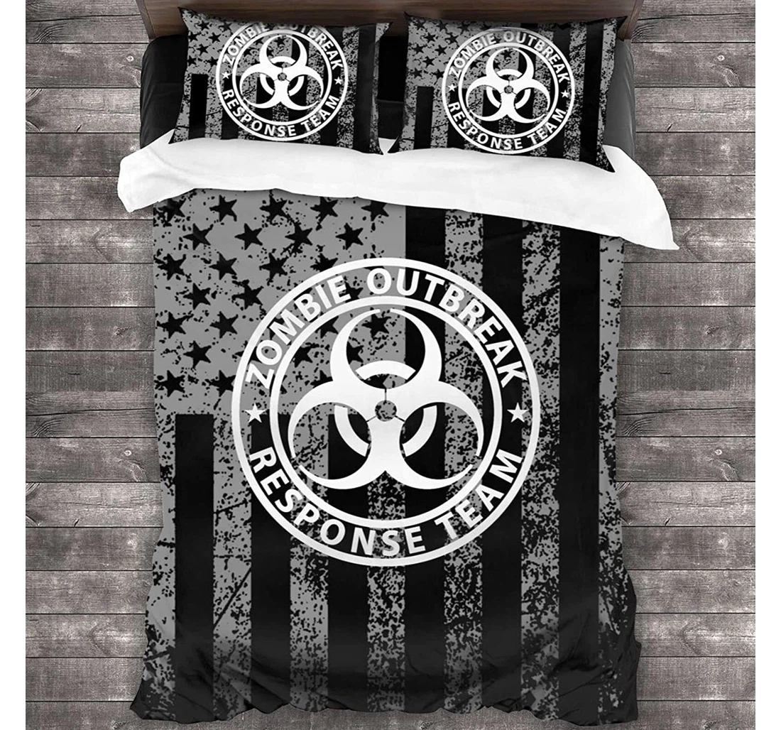 Personalized Bedding Set - Zombie Outbreak Response Team Included 1 Ultra Soft Duvet Cover or Quilt and 2 Lightweight Breathe Pillowcases