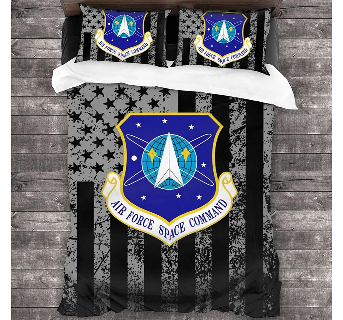 Personalized Bedding Set - Air Force Space Command Included 1 Ultra Soft Duvet Cover or Quilt and 2 Lightweight Breathe Pillowcases