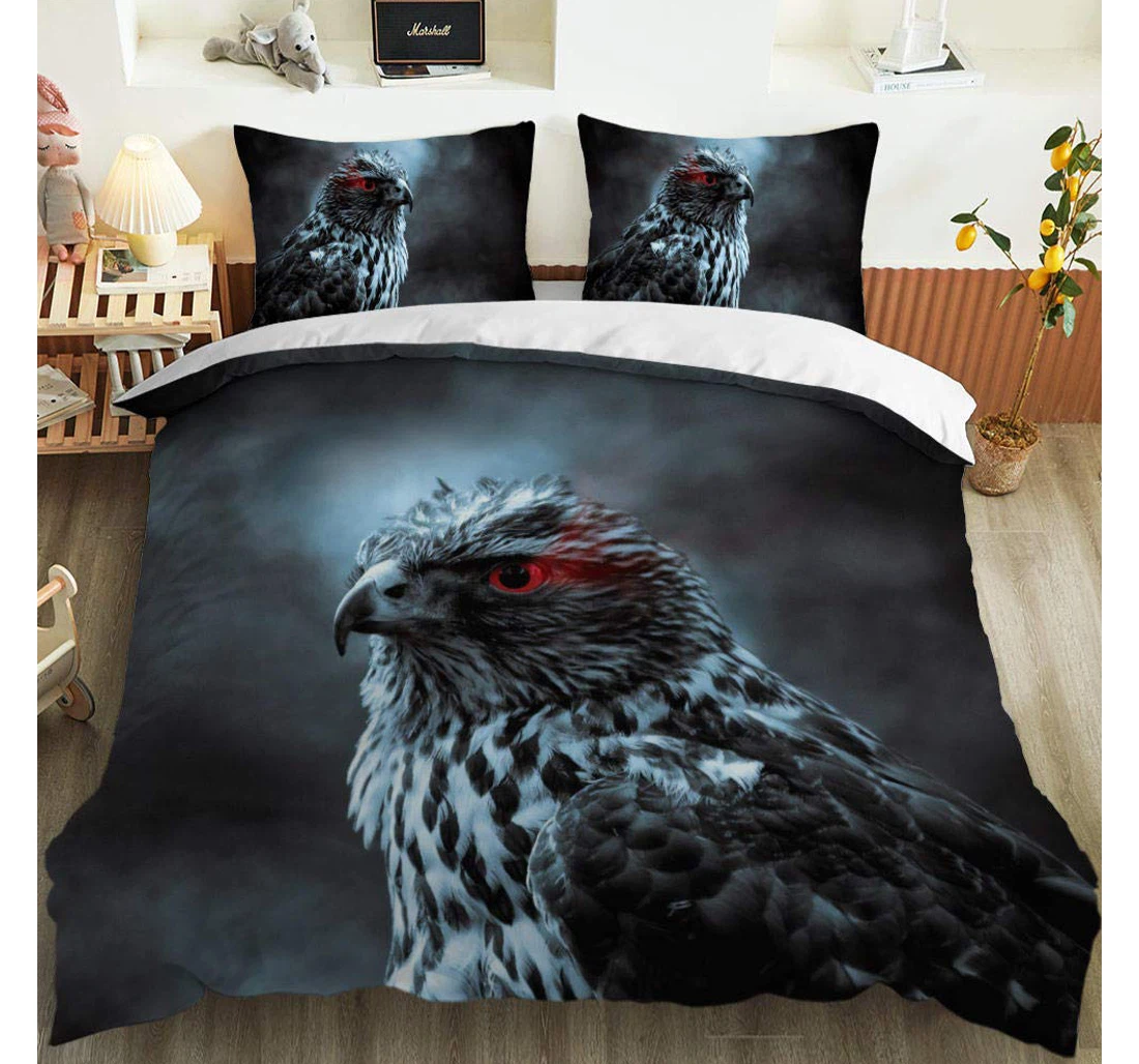 Personalized Bedding Set - Black Eagle Hidden Included 1 Ultra Soft Duvet Cover or Quilt and 2 Lightweight Breathe Pillowcases