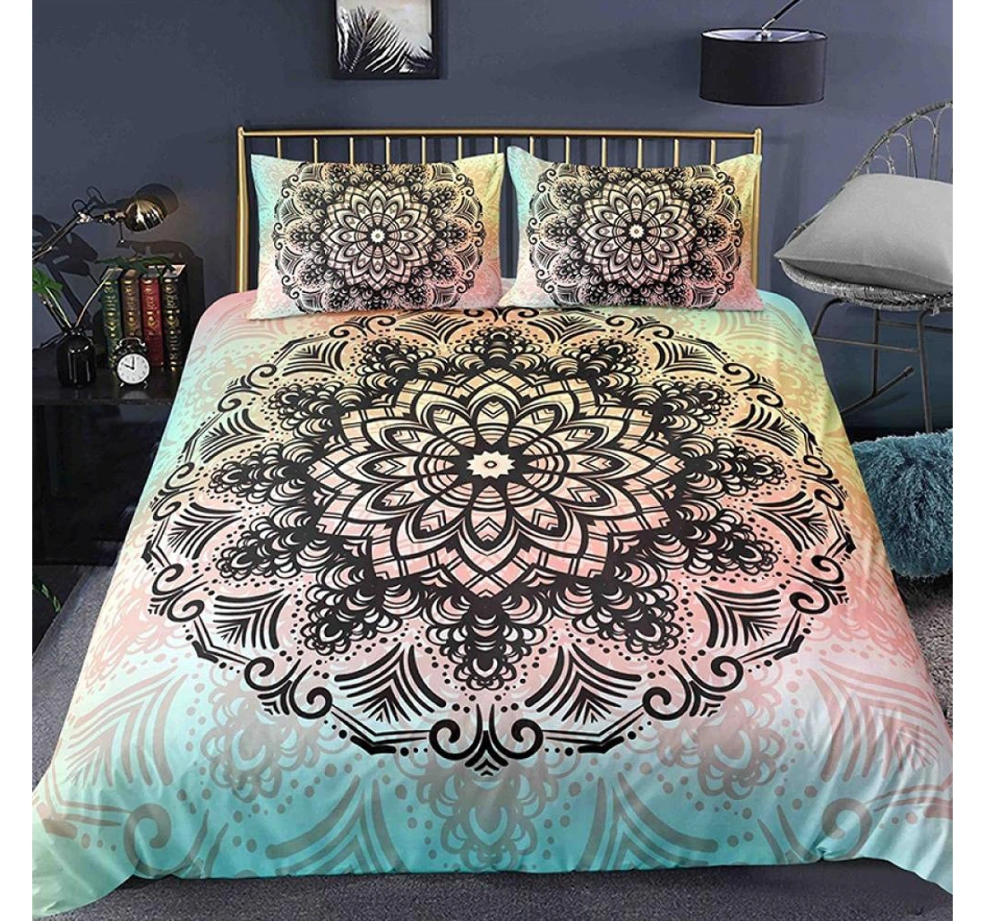 Personalized Bedding Set - Black Pattern Corner Ties Included 1 Ultra Soft Duvet Cover or Quilt and 2 Lightweight Breathe Pillowcases