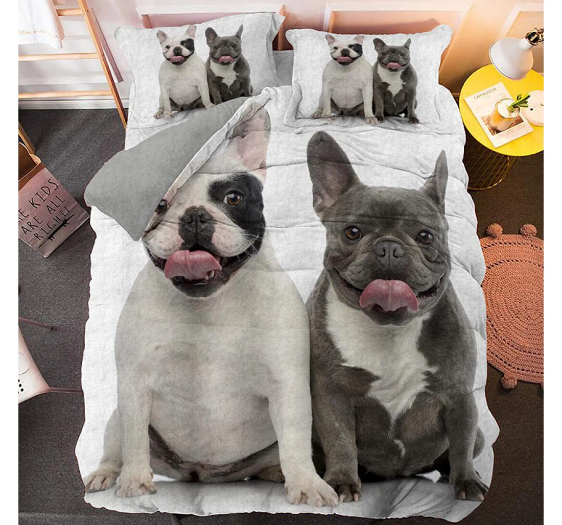 Personalized Bedding Set - Two Puppies Included 1 Ultra Soft Duvet Cover or Quilt and 2 Lightweight Breathe Pillowcases