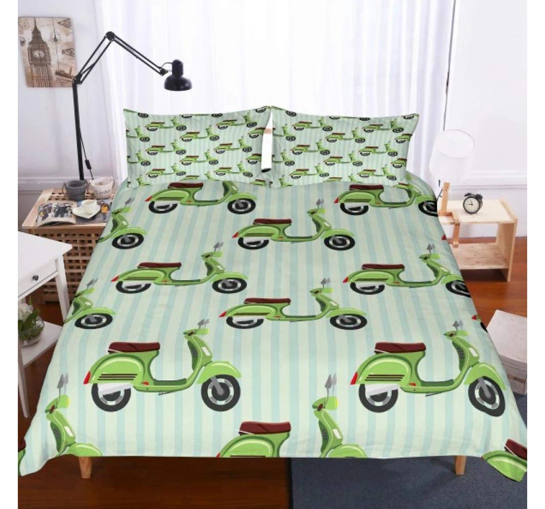 Personalized Bedding Set - Green Tram Included 1 Ultra Soft Duvet Cover or Quilt and 2 Lightweight Breathe Pillowcases